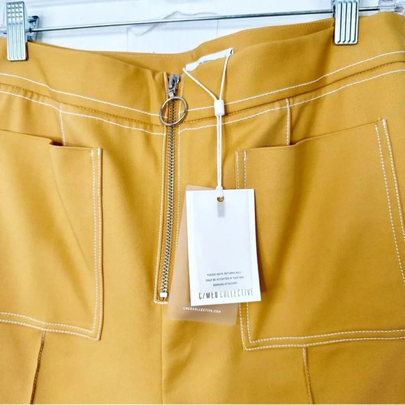 NWT C/MEO COLLECTIVE High Rise Cropped Flare Get Right Pants in Mustard Sz Large - Picture 6 of 8